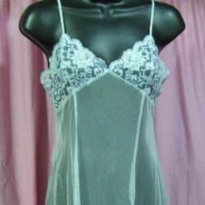 Victoria's Secret Powder Blue Net & Lace Sexy Chemise Nightgown NWOT